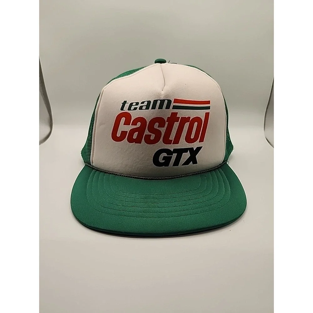Vintage Team Castrol GTX Racing Trucker Snapback Hat Cap Drag Racing